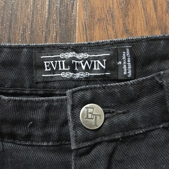 High waisted black denim shorts with stud accents - Picture 3 of 3